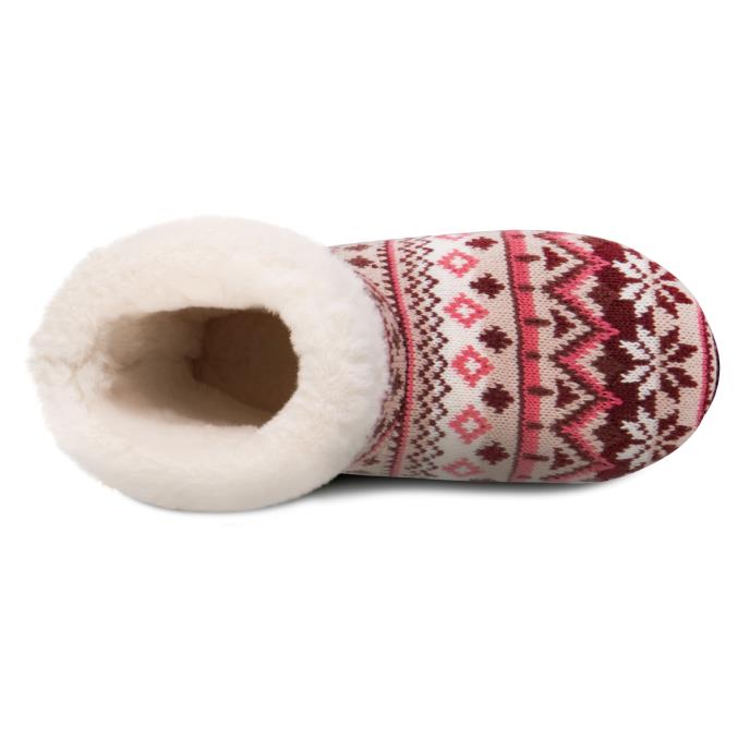 totes toasties® Ladies Fair Isle Knit Boot Slippers With Faux Fur Cuff Fairisle Extra Image 5